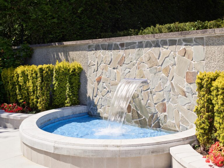 water fountain and pool at Vancouver estate renovation by Teragon